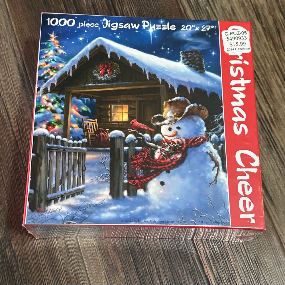 Christmas Cheer 1000 piece jigsaw puzzle by Dona Gelsinget 20 x27 NEW SunsOut